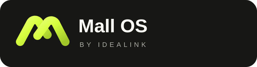Bir alışveriş merkezi atriyumunun üzerinde Mall OS by Idealink