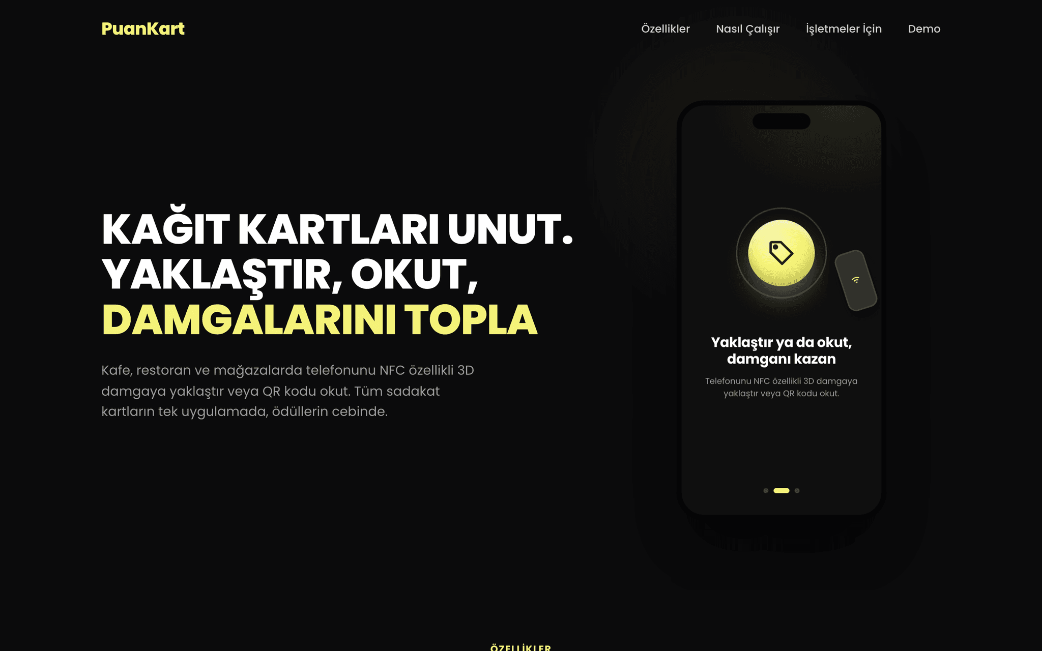 puankart.app: kâğıt kartları unut — yaklaştır, okut, damga topla