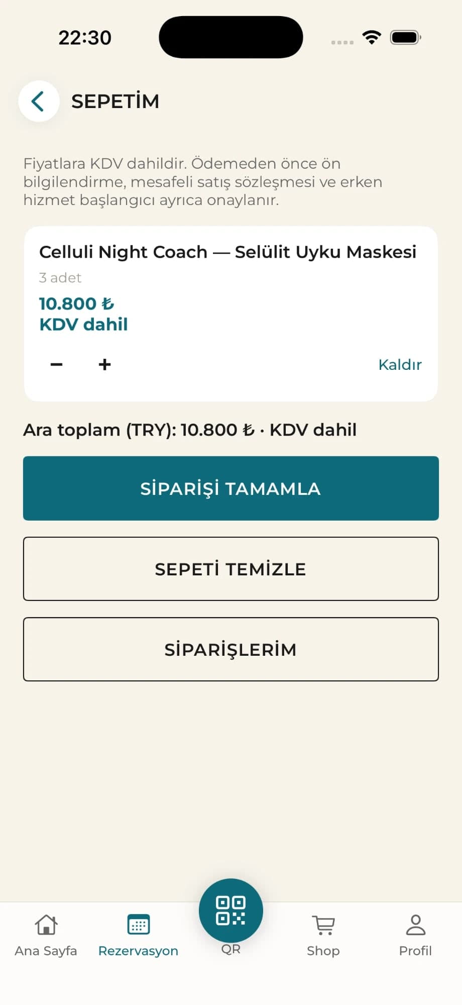 Ödemeden önce yasal onayların alındığı sepet