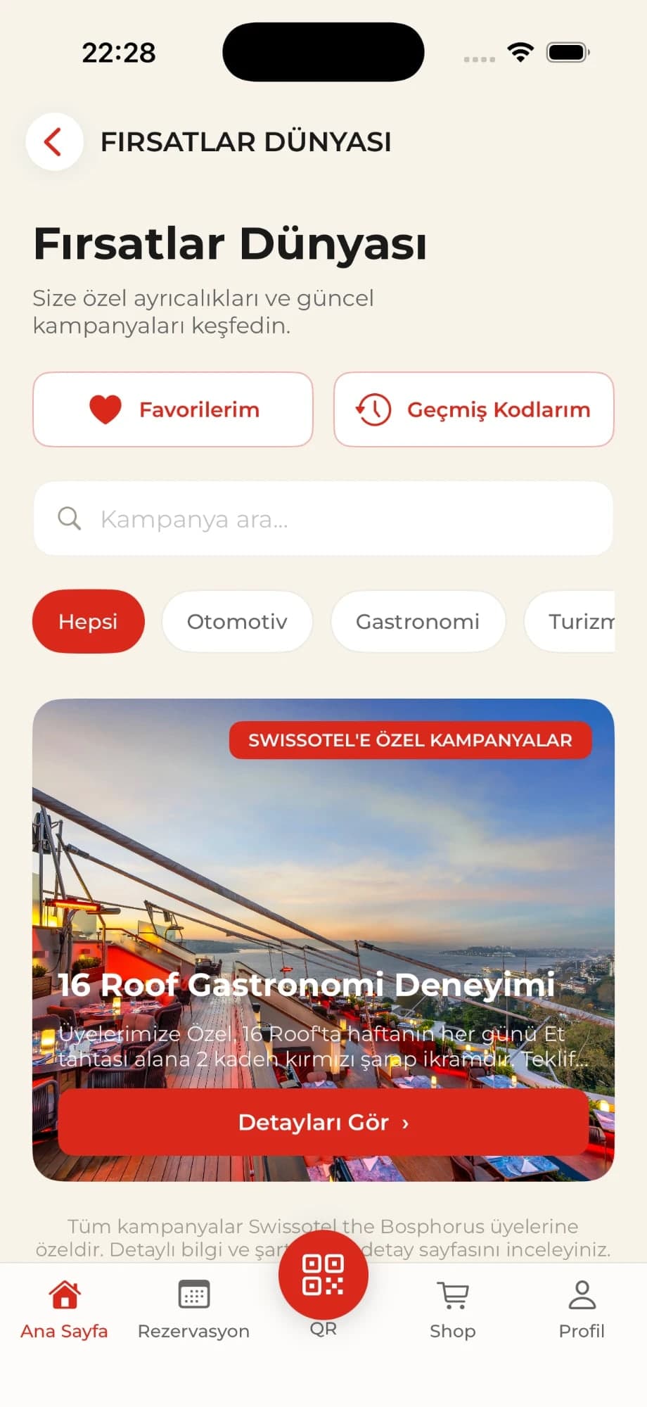 Fırsatlar Dünyası: favoriler, geçmiş kodlar ve kategorilerle Swissôtel üyelerine özel kampanyalar