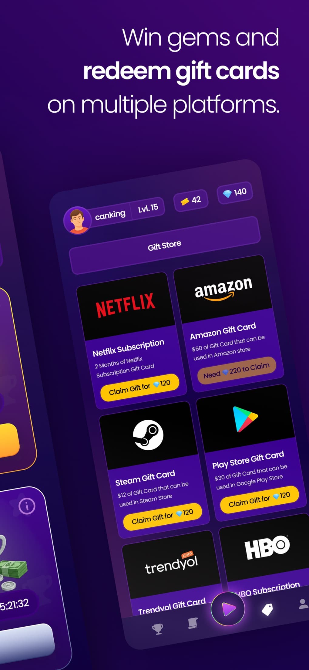 Vinty hediye mağazası: Netflix, Amazon, Steam ve Play Store hediye kartları ve bilet fiyatları